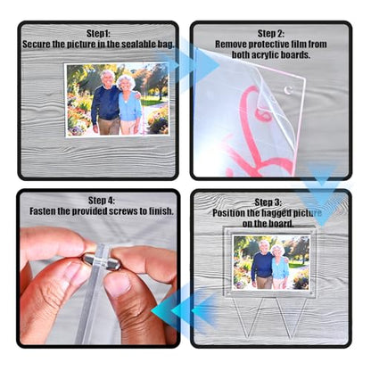 Waterproof Picture Frame for Grave 5x7, Outdoor Picture Frame - color: Clear