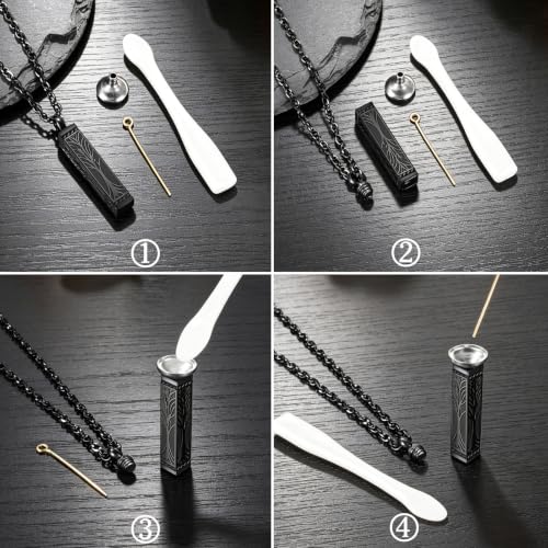 abooxiu Urn Necklace for Ashes Memorial Cremation Jewelry for Ashes Stainless Steel Ashes Jewelry Cube Ashes Necklace Bar Urn Pendant for Women Men - style: Engraved-Tree of Life-Black