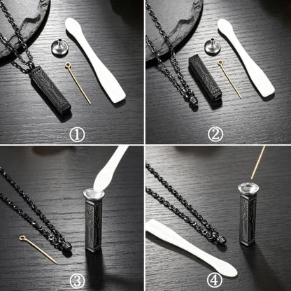 abooxiu Urn Necklace for Ashes Memorial Cremation Jewelry for Ashes Stainless Steel Ashes Jewelry Cube Ashes Necklace Bar Urn Pendant for Women Men - style: Engraved-Tree of Life-Black