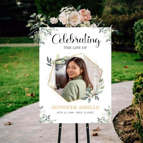 Greenery Funeral Welcome Sign, Celebration of Life Sign, In Loving Memory Sign, Large Funeral Sign, Memorial Sign, Funeral Decor, Funeral Sign, Funeral program - color: #Version 14
