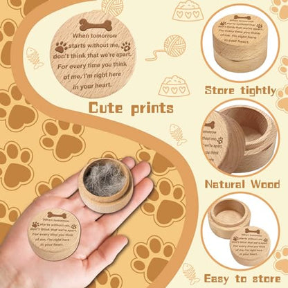 CREATCABIN Wood Mini Animal Urn Pet Hair Keepsake Box Pet Memorial Casket for Memorial Animal Retain Dogs Cats Hair Teeth Nails Ashes Fauna Funeral or Remembrance Home Decor 1.96x1.57 Inch Brown Bone - style: Bone
