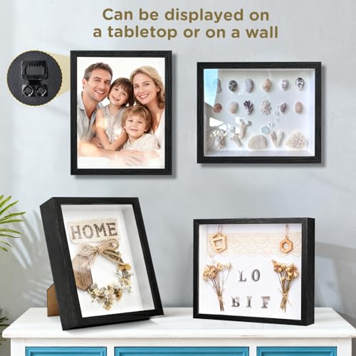 2 Pack Shadow Box Frame 11"x 14" - Wood Deep Shadowbox with Glass - size: 11×14-2pcs-black
