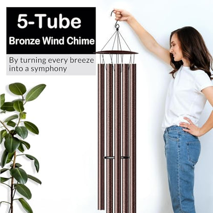 68” Large Wind Chimes for Outside Deep Tone, Bronze WindChimes for Women Mom Grandma, Memorial Sympathy Wind Chime for Loss of Loved One - size: Bronze-68 Inch-5 Tubes