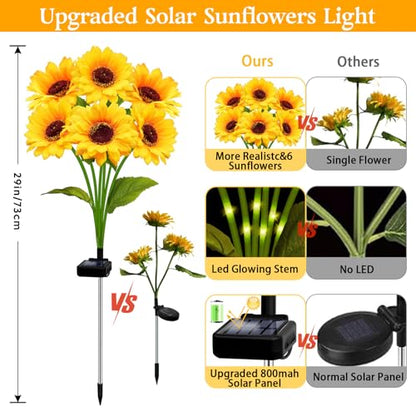 ANGMLN Solar Garden Lights 4 Pack 24 Solar Sunflower Lights Fall Decor - color: 6 Head Sunflower