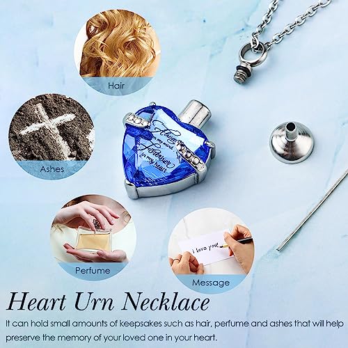 Henoyso 12 Pcs Urn Necklace for Ashes Bulk Cremation Cross Heart Cubic Jewelry Stainless Steel Memorial Locket for Men Women - color: Blue, Pink Purple