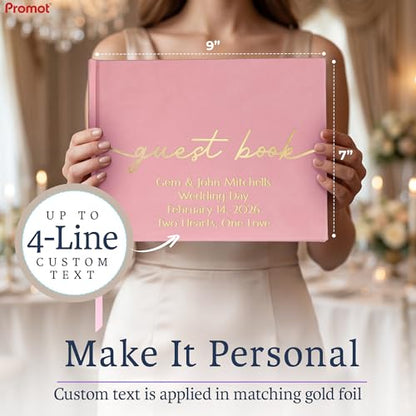 Promot Personalized Guestbook (Pastel Pink) - 110 Lined Pages | Elegant Hardcover Design, Smooth Lined Writing Pages, Durable Everyday Construction, Premium Paper Quality, Lay-Flat Binding - color: Pastel Pink