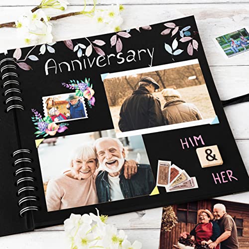 Scrapbook Album, 70 Pages, 10 x 10 Inch, Black Photo Album, Scrap Book | Hardcover with Thick 250 GSM Kraft Paper, Ideal for Your Scrapbooking Albums, Art & Craft Projects (Black, 10 x 10 Inch) - color: Black, size: 10 X 10 Inch