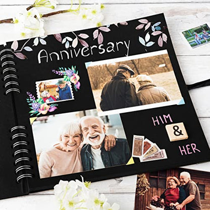 Scrapbook Album, 70 Pages, 10 x 10 Inch, Black Photo Album, Scrap Book | Hardcover with Thick 250 GSM Kraft Paper, Ideal for Your Scrapbooking Albums, Art & Craft Projects (Black, 10 x 10 Inch) - color: Black, size: 10 X 10 Inch