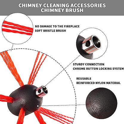 Bluesea 1 Piece Chimney Sweep Brush, Chimney Cleaning Kit Accessories with Hex Key and Adapter for Electric Drill, Durable Nylon Brush for Fireplace Flue Use. - size: Chimney Brush Head