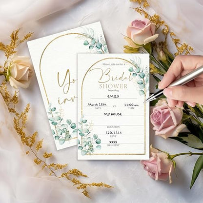 Greenery Bridal Shower Invitations | Spring Elegant Greenery Arch Bridal Shower Invitations, 25 Botanical Party Invites with Envelopes-A15 - style: greenery arch