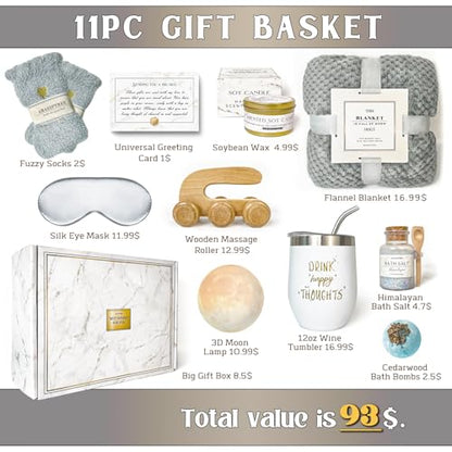 AHAGIFTREE Gift Basket Gifts for Women,11PC Birthday,Sympathy,Surgery Recovery Gifts Women,Get Well Soon After Surgery ,Condolences Basket for Loss,Sympathy - color: Grey