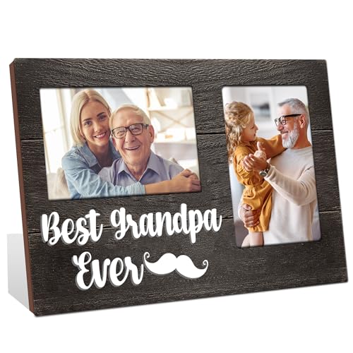 Grandpa Gifts, Fathers Day Grandpa Gift from Grandkids Granddaughter, Birthday Gifts 3D Photo Frame Hold 4x6 Inches Two Photos - Unique Picture Frame for Him Grandparents - color: grandpa