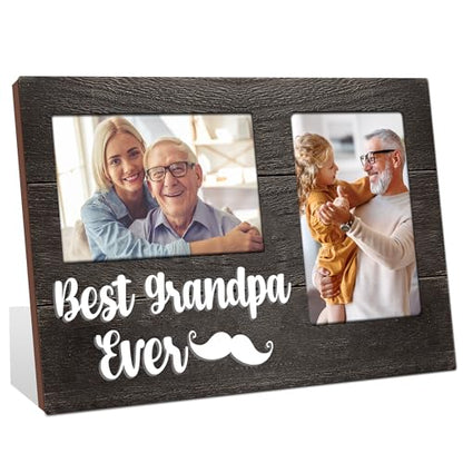 Grandpa Gifts, Fathers Day Grandpa Gift from Grandkids Granddaughter, Birthday Gifts 3D Photo Frame Hold 4x6 Inches Two Photos - Unique Picture Frame for Him Grandparents - color: grandpa