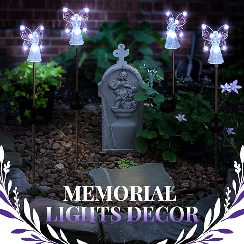 GIGALUMI 4 Pack Angel Solar Lights Outdoor Garden Decor Yard Art - size: 4 Pack