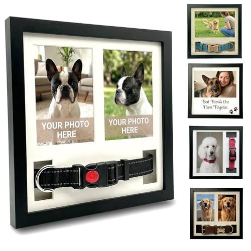 OtterPets Dog Memorial Gifts for Loss of Dog, 9x9 Pet Memorial Picture Frame with 5 Customizable Displays, Includes Gift Box, Black Frame with Collar Holder