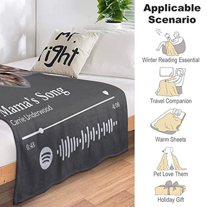 Personalized Blanket for Mom Gift on Mother's Day Birthday, Custom Throws with Picture Text Name, Photo Blankets, Made in USA - color: Design 1