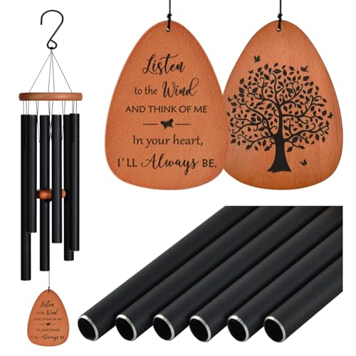 Tree of Life Memorial Wind Chimes for Loss of Loved One | Sympathy WindChimes in memory of a Loved One,Beech Wood & 6 Tubes, Bereavement,Sympathy Gifts for Funeral & Remembrance - size: 32" Medium
