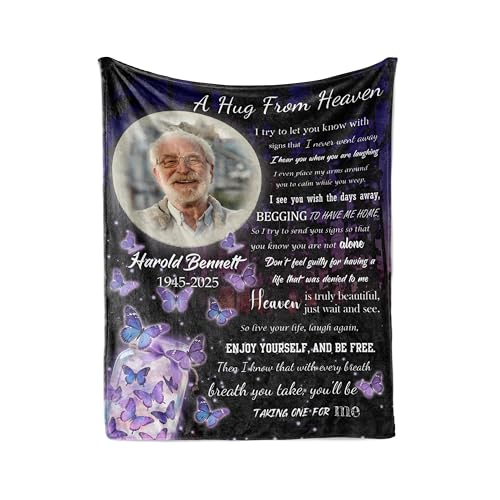 Vsmoedb Custom Memorial Blanket with Pictures for Loss of Loved One - color: Select13