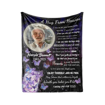 Vsmoedb Custom Memorial Blanket with Pictures for Loss of Loved One - color: Select13
