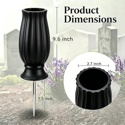2 Pcs Cemetery Vases with Spikes Flower Holder for Cemetery Grave Vases for Cemetery with Stake (Black) - color: Black