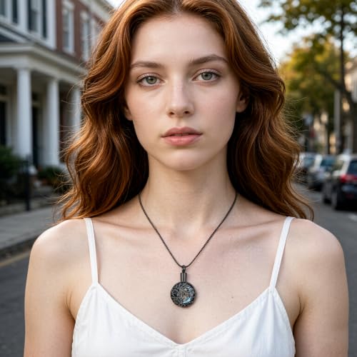 zeqingjw Pet Cremation Jewelry Tree of Life Urn Necklace for Ashes for Dog/Cat Funeral Ashes Keepsake Paw Print Urn Pendant Memorial Jewellery - color: Black-Blue