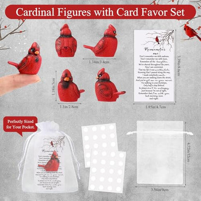 VioraWhite Cardinal Memorial Gift Resin Red Bird Cardinal Figurines Funeral Favor Memorial Gift Remembrance Poem Card for Family Friend Guest Garden Craft Cake Topper Decor(Remembrance) - style: Remembrance