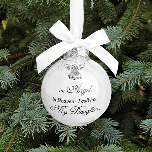Christmas Memorial Feather Ball Angel Ornament I Have an Angel in Heaven I Call Her Daughter Family Memorial Loss of Loved One Hanging Pendant Xmas Tree Décor - color: Daughter