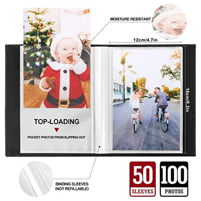 Ywlake Photo Album 4x6 100 Pockets 2 Packs, Small Mini Capacity Linen Photo Album Bulk Sets, Each Pack Holds 100 Top Loader Vertical Only Picture for Kids Boy Girls Black - color: Black, size: 100 Pockets/2PK