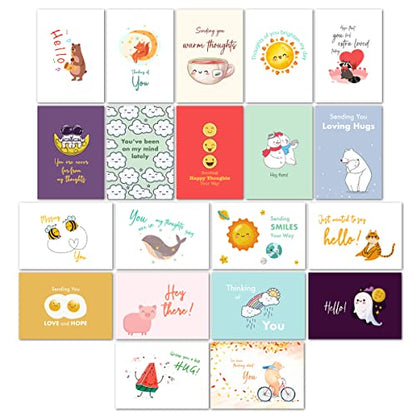 Mr. Pen- Thinking of You Cards with Envelopes, 20 Unique Design | Large 5”x7”, Thinking of You Card, Blank Inside, Greeting Cards Thinking of you, Encouragement Cards - color: Cheerful