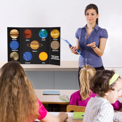 AKONEGE 3 Pack Medium Trifold Poster Board 26" x 16" Tri Fold Poster Boards Black Corrugated Cardboard Project Boards for Presentations, School Projects, Science Fair, Exhibition Event Display - size: 26" x 16" (Medium)