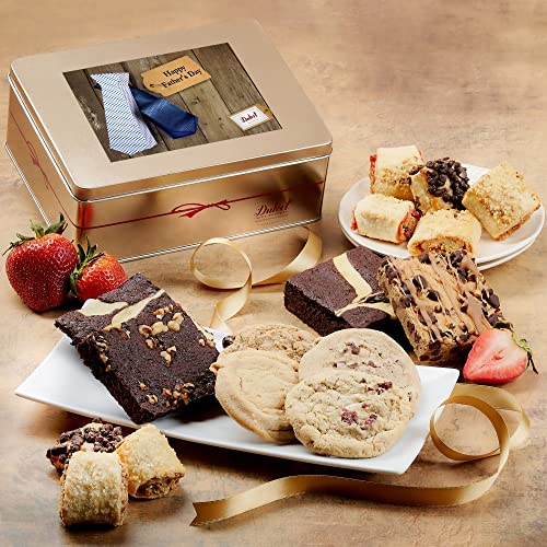 Dulcet Gift Basket Gourmet Signature Variety of Pastries in an Elegant Assembled Tin Box, Unique Father’s Gift Idea Tin for Dad, Men, Grandpa and Husband - style: Father's Day