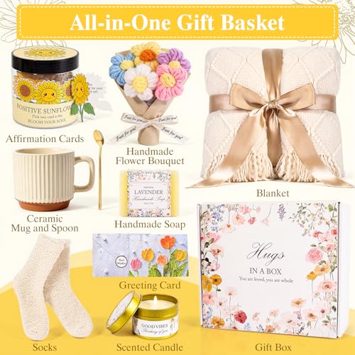 Get Well Soon Gifts for Women, Sunflower Birthday Gifts Women Mom Wife - color: Sunflower Basket