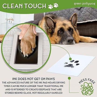 Green Pollywog Wood Base Paw Print Frame Kit with Ink Pad, Set of 2 - size: Wood Base Paw Print Frame Kit