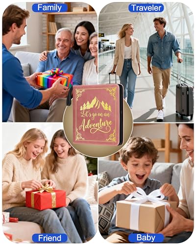 Adventure Leather Photo Album 4x6 200 Photos, DIY Scrapbook with 50 Sheets and 20 Blank Kraft Sheets, Travel Souvenir Diary Photo Book for Family Wedding Baby and Holiday Pictures - color: Pink-text