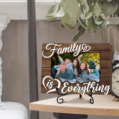 Family Picture Frame, Family is Everything Photo Frame, Thank You Birthday Christmas Gifts for Women Men Couples Friends, Tabletop-A04 - color: brown family