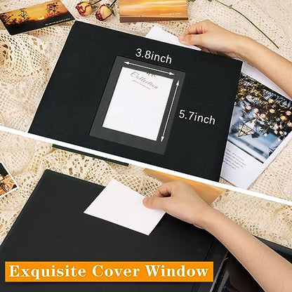 Photo Album 4x6 600 Photos Linen Large Capacity Fabric Cover Books Albums Wedding School Family Anniversary Baby Memory Engagement Travel Albums(Black, 600 Pockets) - color: Black, size: 600 Pockets