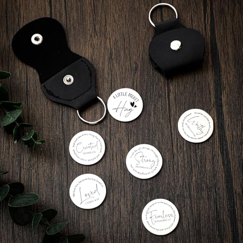 6 Pcs Pocket Hug Token Keychain Christian Gift Long Distance Relationship Keepsake for Women Men Patients(Words Style) - style: Words Style