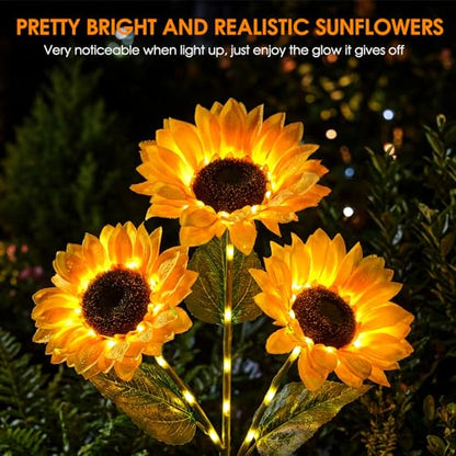 Solar Sunflowers Outdoor Waterproof Flowers Lights Yard Garden Fall Decor - style: Sunflowers