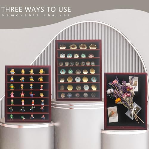 16x20 Wooden Shadow Box Frame with Removable Shelves Deep Display Case for Military Medals Keepsakes Cherry - color: Cherry, size: 16x20