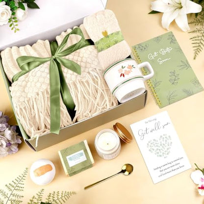 Get Well Soon Gifts Set for Women Sympathy Gift Baskets for Loss of Loved One,Feel Better Inspirational Thinking of You Gift for Wife/Sister/Friend/Mom (Beige) - color: Beige