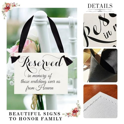 Wedding Memorial Sign in Memory of Parents Family Friend Celebrating from Heaven Ceremony Seat Banner Reserved Chair Signs - style: Reserved Chair Signs