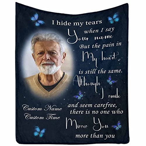 InterestPrint Custom Blanket Memorial Blanket Collection, Memorial Gifts Sympathy Gift for Loss of Dad Mom Grandmother Grandpa Butterfly Background - color: Multi A13, size: 30 x 40 Inches
