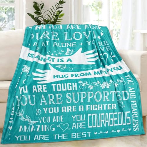 Healing Hug Blanket 60"x50", Encouragement Inspirational Thinking of You Gifts for Women, Chemotherapy Must Haves, Get Well Gifts for Women After Surgery, Teal - color: You Are-teal