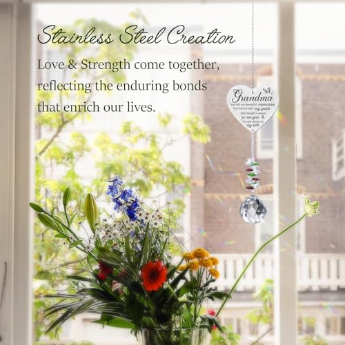 Grandma in Heaven Memorial Crystal Suncatcher Gifts,Sympathy Gifts for Loss of Grandma,Hanging Crystals Ornament for Window Rainbow Maker Prisms Home Decor Gift - style: Grandma