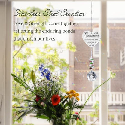 Grandma in Heaven Memorial Crystal Suncatcher Gifts,Sympathy Gifts for Loss of Grandma,Hanging Crystals Ornament for Window Rainbow Maker Prisms Home Decor Gift - style: Grandma