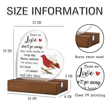 Those We Love Don't Go Away Cardinal Decorative Plaque, Red Bird Memorial Faith Grave Decorations, Sympathy Gifts for Loss of Husband Wife Mom Dad, Acrylic Clear Sign for Home Office XQ245 - style: Those We Love Don't Go Away-A