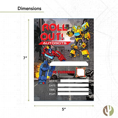 Desert Cactus Transformers Birthday Party Invitation Cards 10 count (C) - size: 5 inches x 7 inches