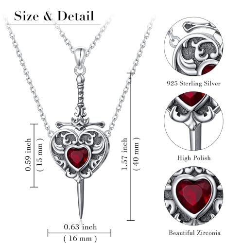 FLYOW S925 Sterling Silver Best Friend Couple Pendant Friendship Sun Moon Lotus Yin Yang Matching Bff Necklace for Women Jewelry - style: Heart Sword