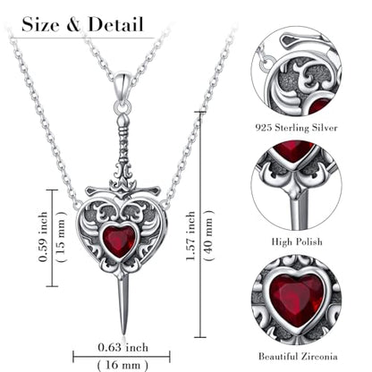 FLYOW S925 Sterling Silver Best Friend Couple Pendant Friendship Sun Moon Lotus Yin Yang Matching Bff Necklace for Women Jewelry - style: Heart Sword