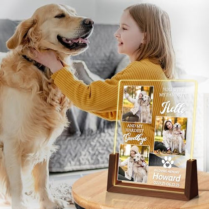 Personalized Dog Memorial Gifts, Custom Acrylic Light Up Picture Frame | Custom Pet Loss Gifts Cat Pet Memorial Gifts with Pictures for Pet Lover, Loss of Dog Sympathy Gifts - color: style-2